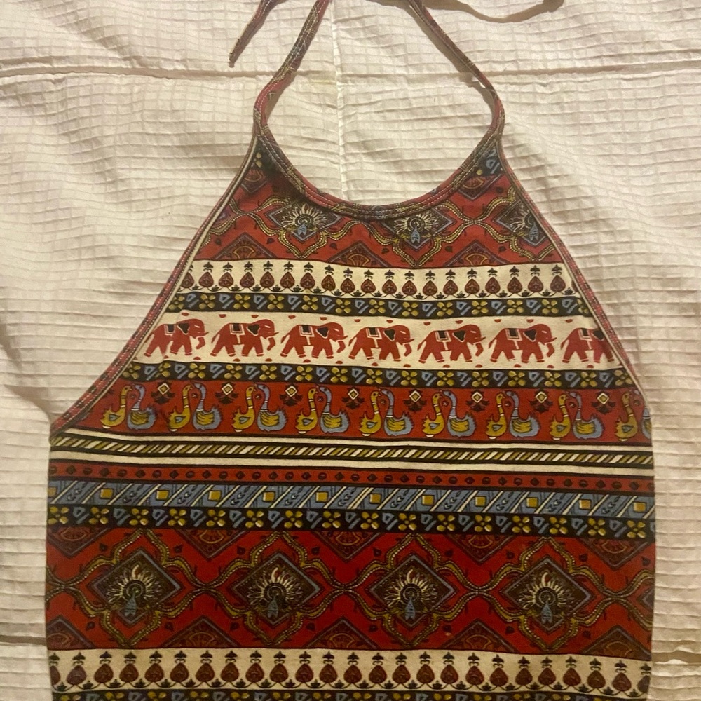 Colorful Elephant Print Halter Top